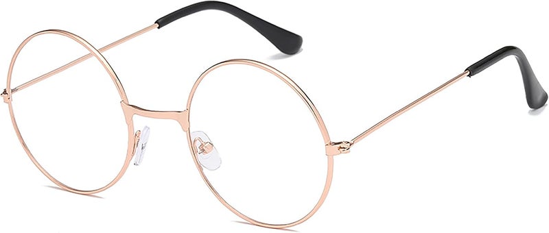 SOHUPAC Classic Round Glasses Retro Circle Eyeglasses Clear Lens Metal Frame Accessories Non-Prescription For Men Women - Image 1